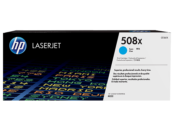 HP 508X Cyan High Yield Toner 9.5K pages for HP Color LaserJet Enterprise M552/M553/M577 - CF361X