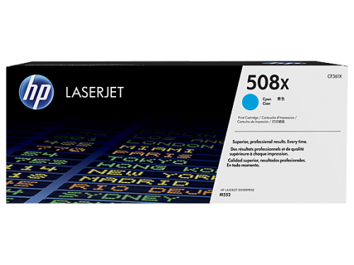 HP 508X Cyan High Yield Toner 9.5K pages for HP Color LaserJet Enterprise M552/M553/M577 - CF361X