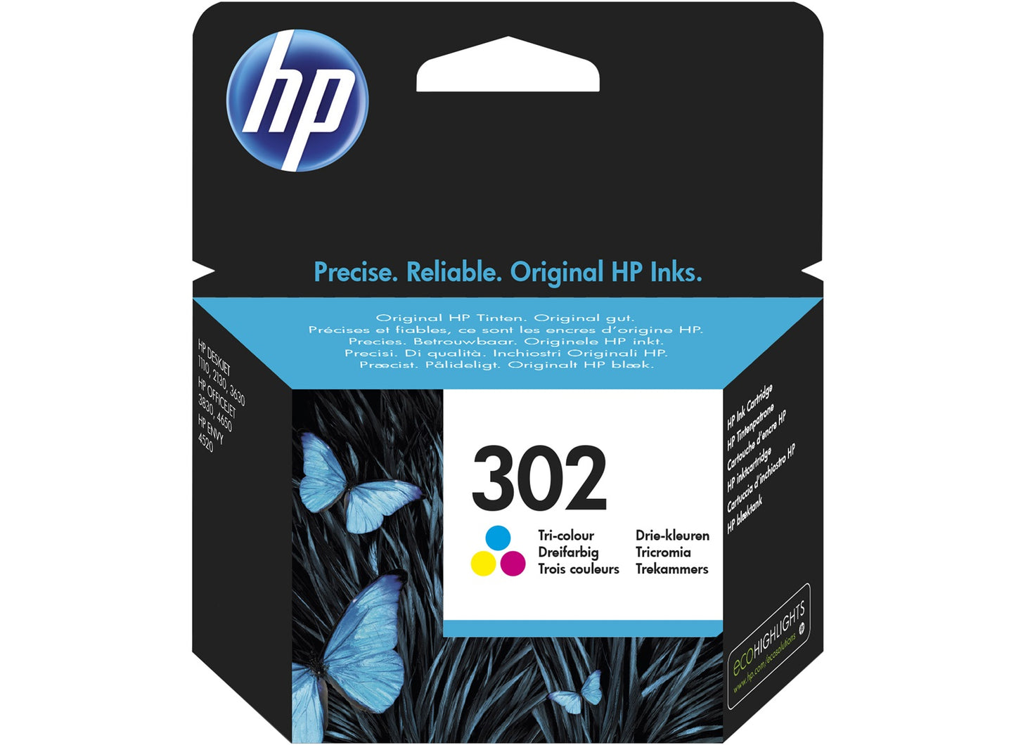 Original HP 302 Tri-Colour Original Ink Cartridge F6U65AE