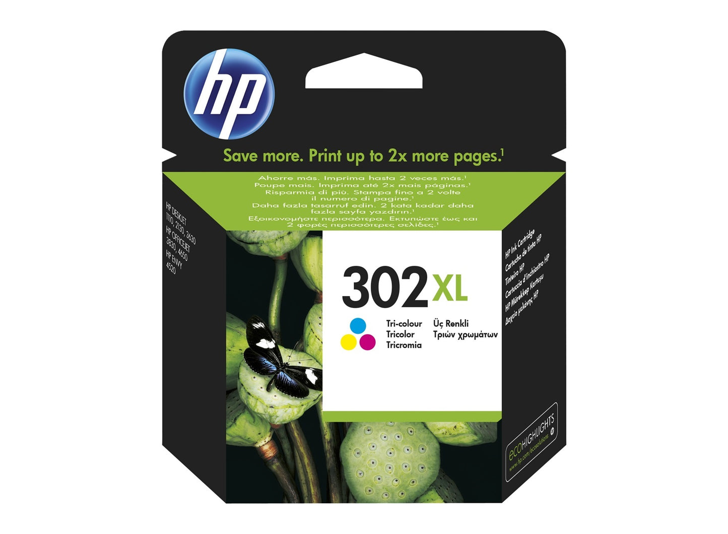 Original HP 302XL High Capacity Tri-Colour Ink Cartridge F6U67AE