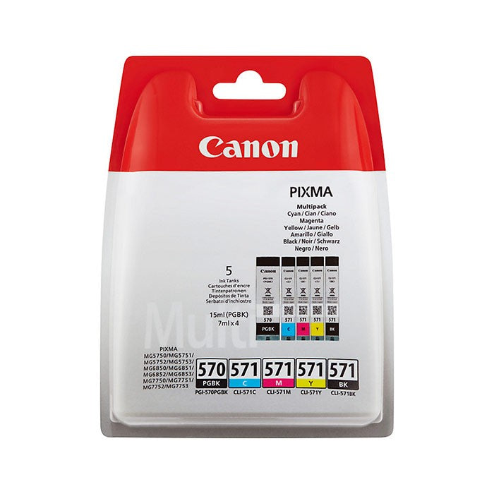 Original Canon PGI-570PGBK and CLI-571BKCMY 5 Colour Original Ink Cartridge Multipack