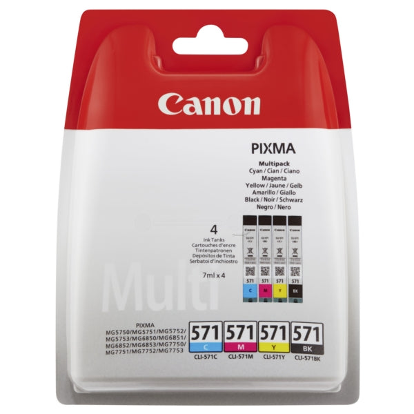 Original Canon 0386C005 (CLI-571) Ink cartridge multi pack 1.11K pages 7ml Pack qty 4