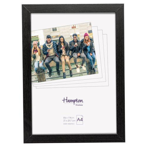 Hampton Frames Kent 20mm A4 Wood Frame Glass Black KENTA4GL