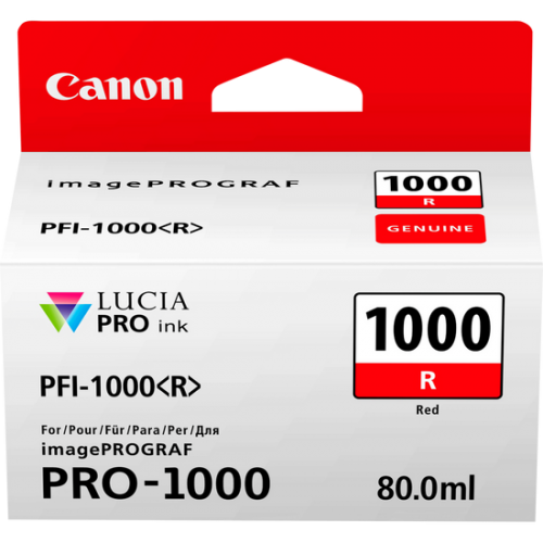Canon PFI1000R Red Standard Capacity Ink Cartridge 80ml - 0554C001