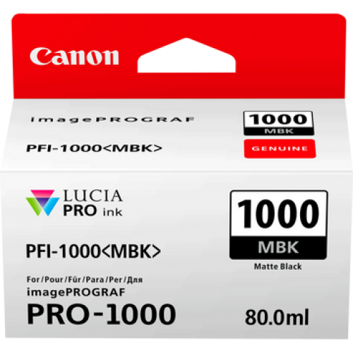 Canon PFI1000MBK Matte Black Standard Capacity Ink Cartridge 80ml - 0545C001