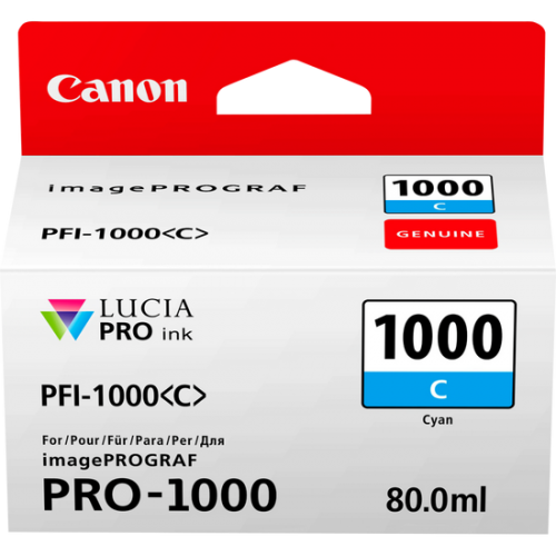 Canon PFI1000C Cyan Standard Capacity Ink Cartridge 80ml - 0547C001