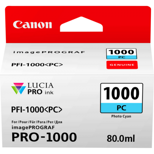 Canon PFI1000PC Photo Cyan Standard Capacity Ink Cartridge 80ml - 0550C001