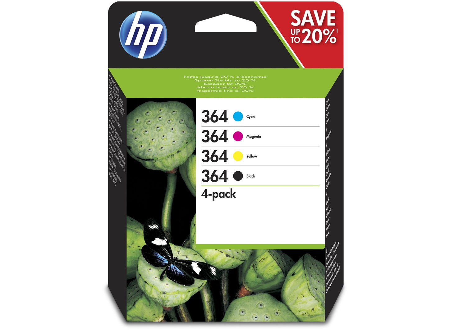 Original HP 364 4 Colour CMYK Original Ink Cartridge Multipack
