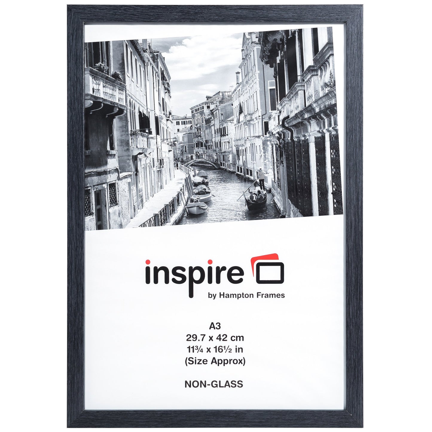 Photo Album Co Certificate/Photo Frame A3 Paperwrap Wood Frame Plastic Front Dark Grey - WESA3GRYNG