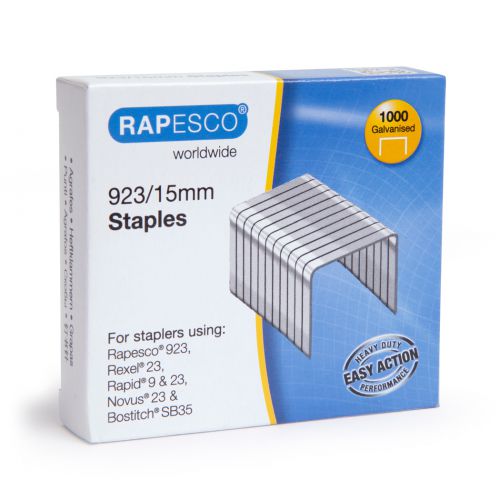 Rapesco 923/15mm Galvanised Staples (Pack 1000) - 1239