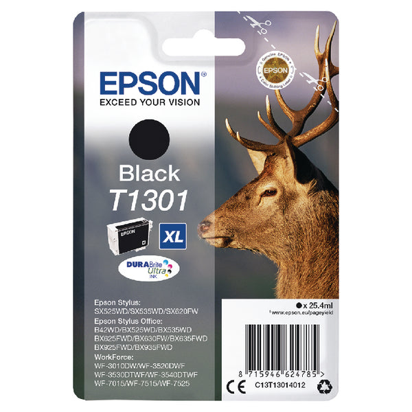 OEM Epson C13T13014012 (T1301) Ink Cartridge Black XL 945 Pages 25.4ml