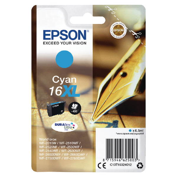Original Epson C13T16324012 DURABRITE ULTRA INK 16 XL SERIES PEN & CROSSWORD CYAN