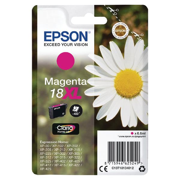 OEM Epson C13T18134012 (18XL) Ink Cartridge Magenta High Capacity 450 Pages 6.6ml