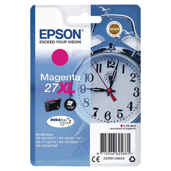 Original Epson 27XL High Capacity Magenta Ink Cartridge C13T27134012