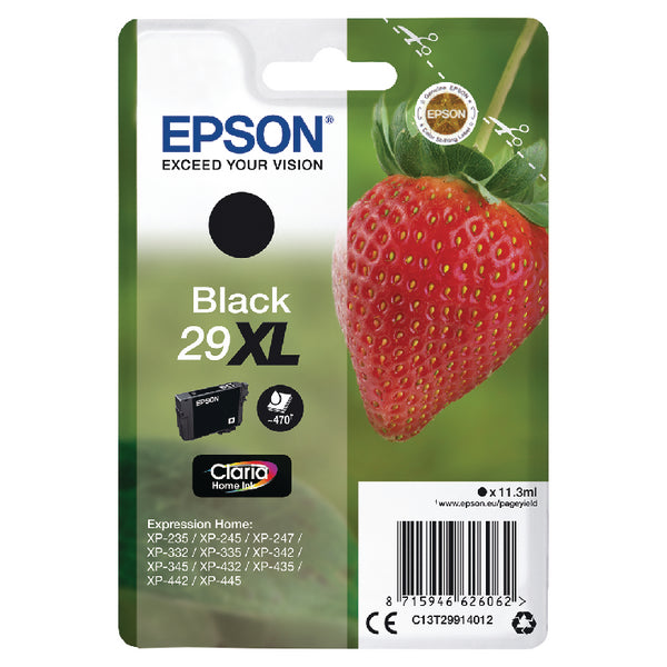 Original Epson C13T29914012 (29XL) Ink Cartridge Black High Capacity 470 Pages 11.3ml