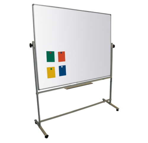 Magiboards Mobile Double Sided Magnetic Coated Steel Whiteboard Aluminium Frame 1200x900mm - MC2007 DD