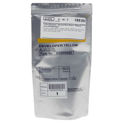 Original Ricoh MPC3001 Yellow Developer D0899680