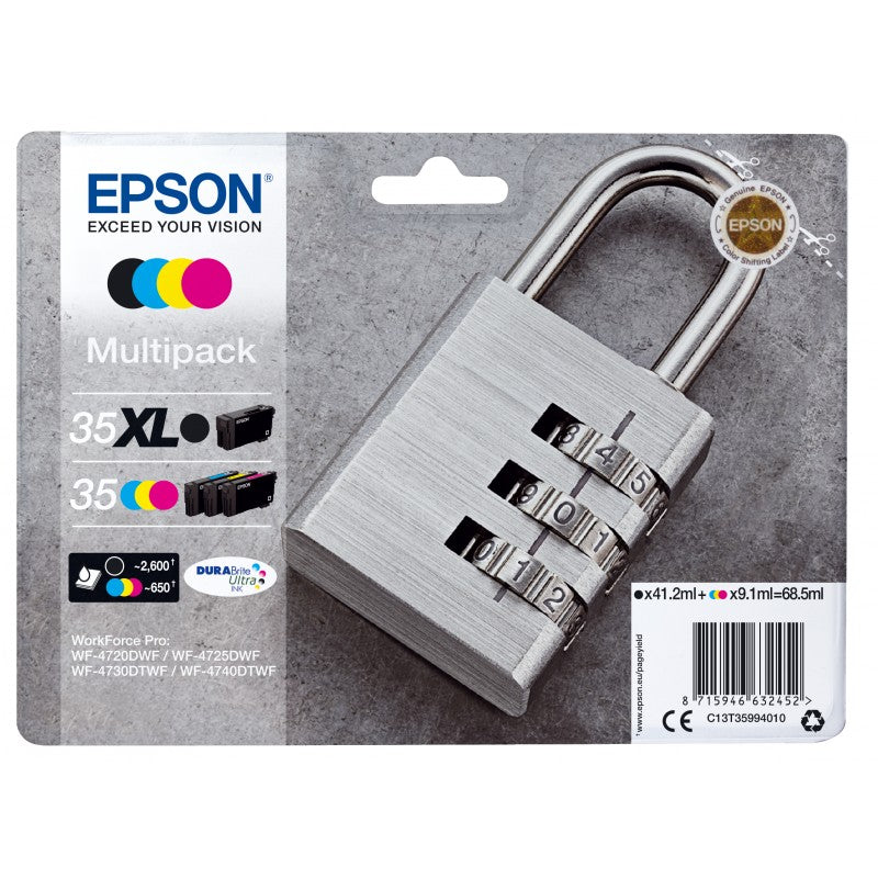 OEM Epson C13T35964010 (35XL) Ink Cartridge Multi Pack BkCMY High Capacity 41.2ml + 3x20.3ml Pack=4