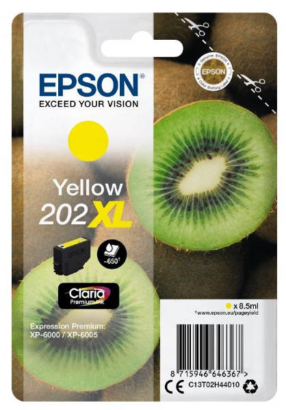 OEM Epson C13T02H44010 (202XL) Ink Cartridge Yellow High Capacity 650 Pages 8.5ml