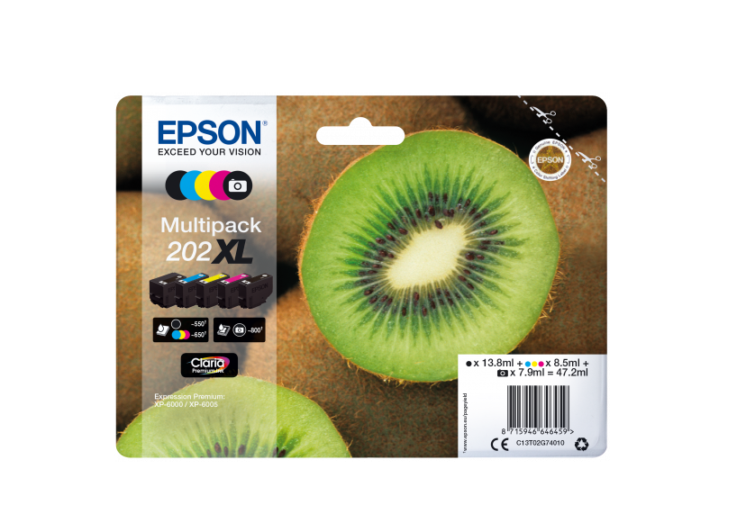 Original Epson 202XL (T02G74010) Original Claria Premium High Capacity Multipack (Kiwi)