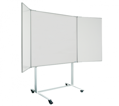 Magiboards Mobile Wingboard Magnetic Coated Steel Whiteboard Aluminium Frame 1200x1200mm - MWC208L DD