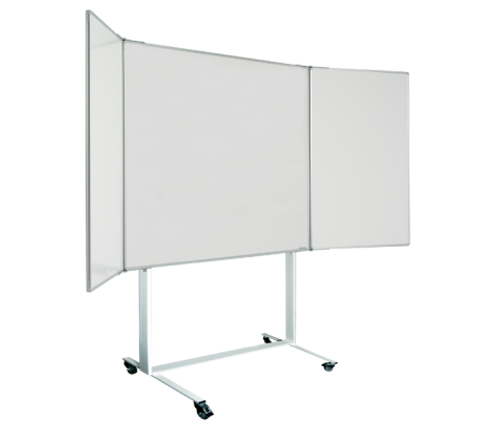 Magiboards Mobile Wingboard Magnetic Coated Steel Whiteboard Aluminium Frame 1200x1200mm - MWC208L DD