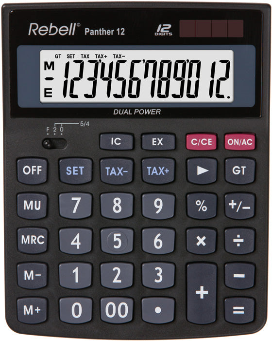 Rebell RE-PANTHER 12 BX 12 Digit Desktop Calculator Black - RE-PANTHER 12 BX