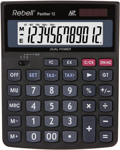 Rebell RE-PANTHER 12 BX 12 Digit Desktop Calculator Black - RE-PANTHER 12 BX