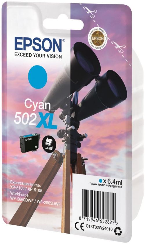 Epson 502XL Binoculars Cyan High Yield Ink Cartridge 6ml - C13T02W24010