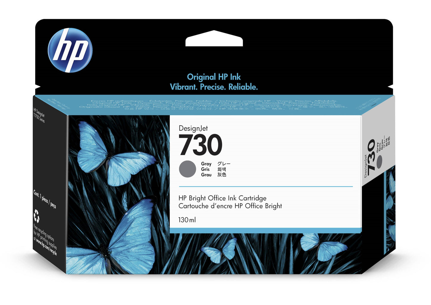 HP P2V66A NO 730 130ml Grey Ink