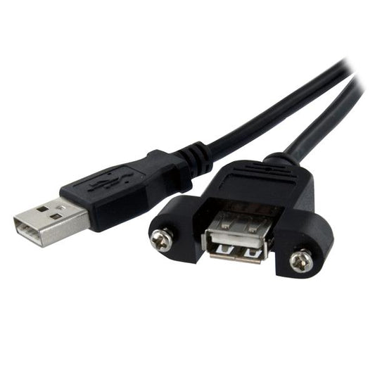 1 ft Panel Mount USB Cable A to A
