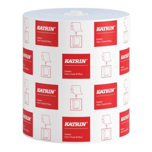 Katrin Paper Towel Roll For Dispenser System Medium 1-Ply Blue (Pack 6) - 460218