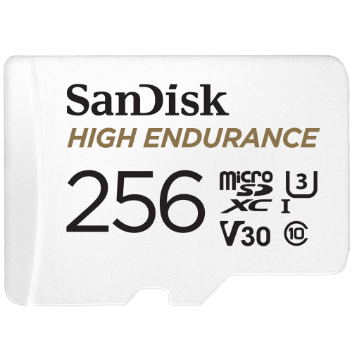 SanDisk High Endurance 256GB UHS-I Class 10 MicroSDHC Memory Card and Adapter