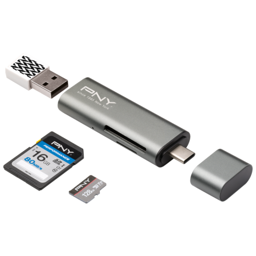 PNY USB-C Card Reader Adapter for SD Card and MicroSD