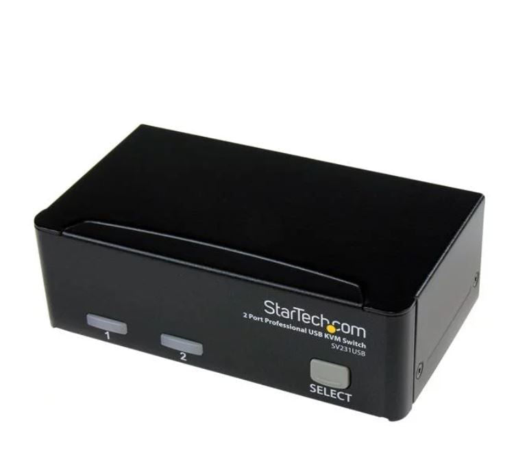 2 Port USB KVM Switch Kit with Cables