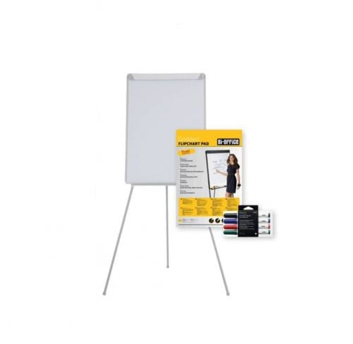 Bi-Office Eco Bundle Tripod Easel Flipchart pad and WB Markers - EXE2019 DD
