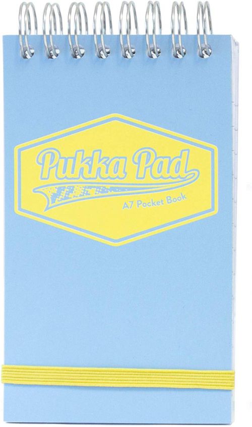 Pukka Pad A7 Wirebound Card Cover Pocket Notebook Ruled 100 Pages Pastel Blue/Pink/Mint (Pack 6) - 8903-PST
