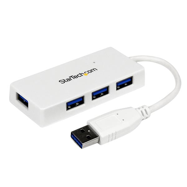 4 Port SuperSpeed Mini USB 3.0 Hub White