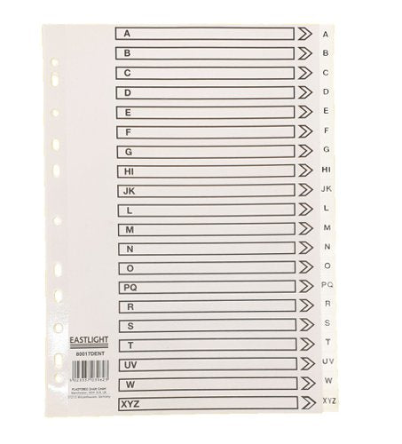 ValueX Index A-Z A4 120 Micron Polypropylene White - 80017DENT