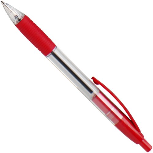 ValueX Retractable Ballpoint Pen Rubber Grip 1.0mm Tip 0.7mm Line Red (Pack 10) - K5-02