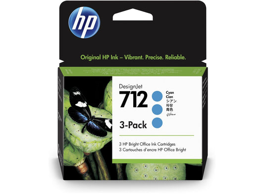HP 3ED77A NO 712 29ml 3 Pack Cyan Ink