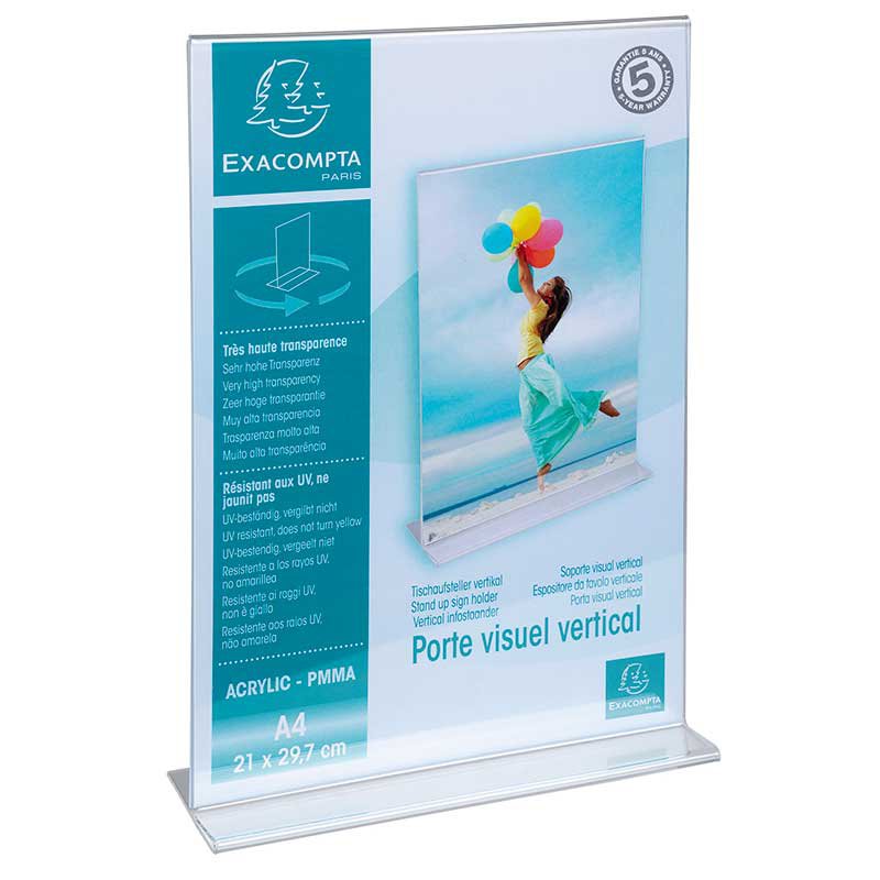 Exacompta Upright Sign Holder A4 Clear