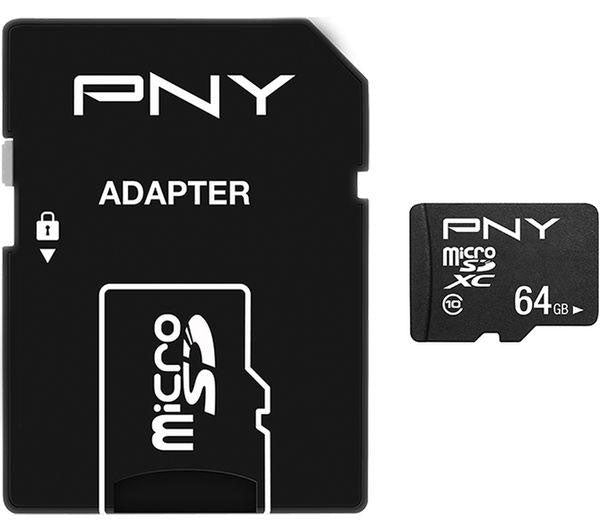 PNY 64GB Performance Class 10 MicroSDXC Memory Card and Adapter