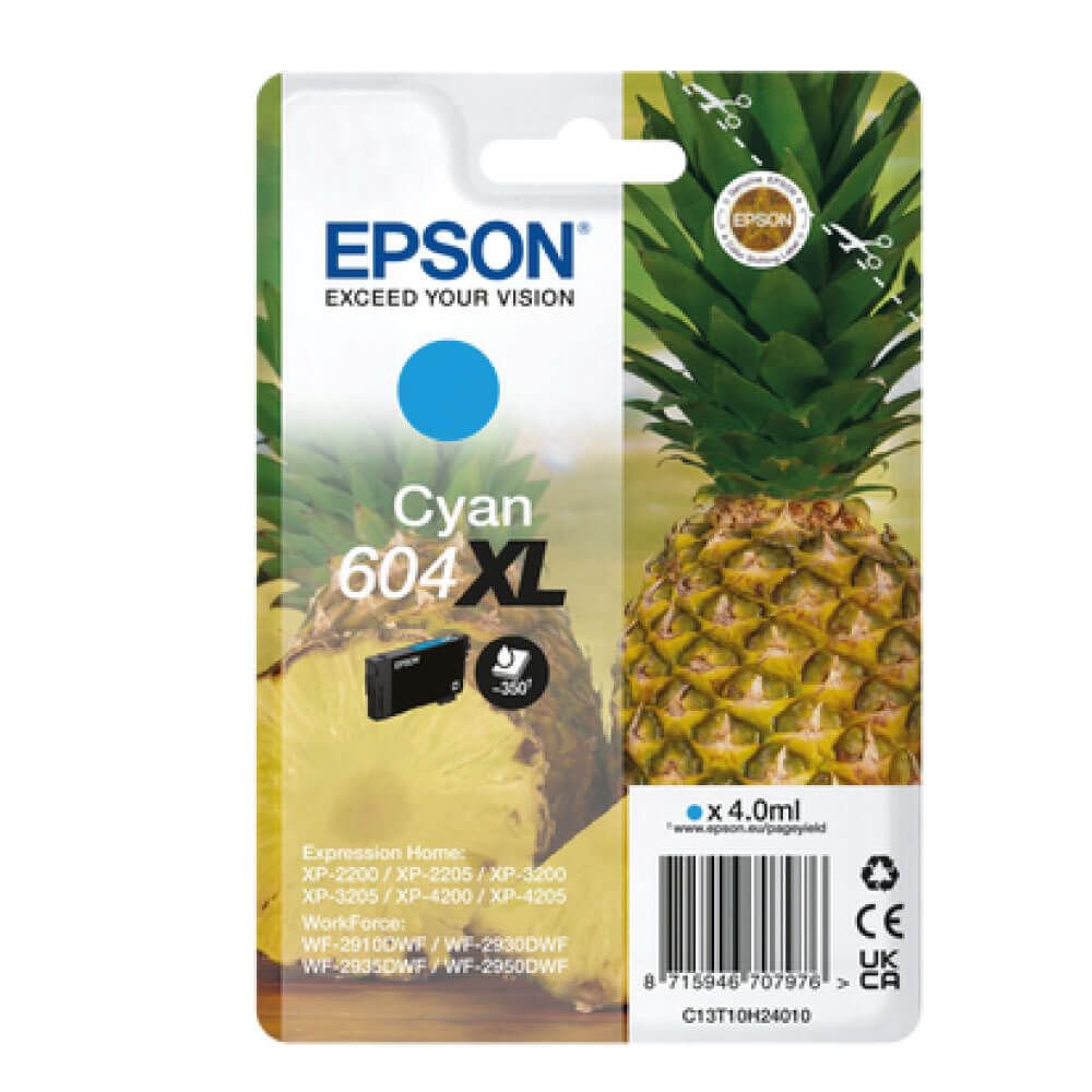 Original Epson 604XL High Capacity Cyan Original Ink Cartridge C13T10H24010