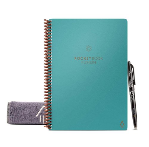 Rocketbook Fusion Executive A5 Reusable Smart Notebook 42 Multi-Format Style Pages Teal 515917