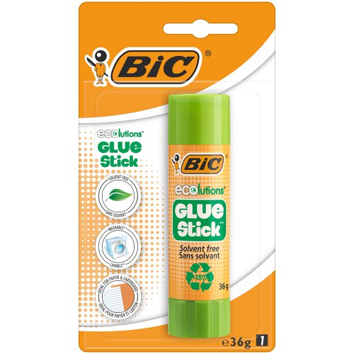 Bic Ecolutions Glue Stick Washable and Solvent Free 36g (Each) - 948726