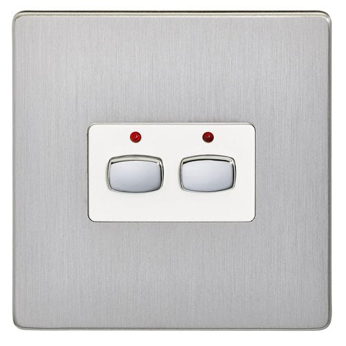 EnerGenie MiHome Smart Brushed Steel 2 Gang Light Switch