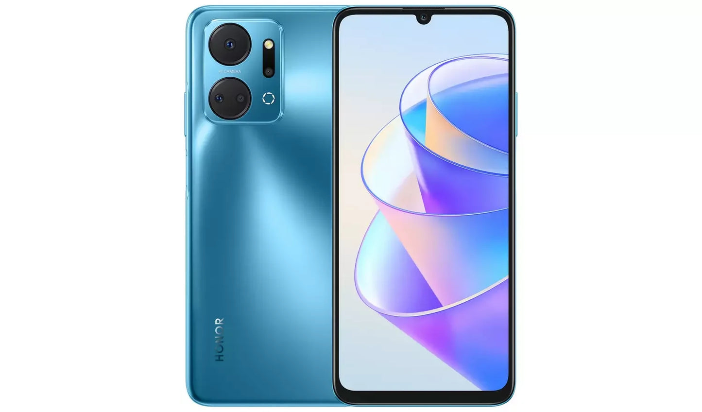 Honor X7a 6.74 Inch MediaTek MT6765H Dual SIM 4GB RAM 128GB Storage Android 12 Mobile Phone Ocean Blue