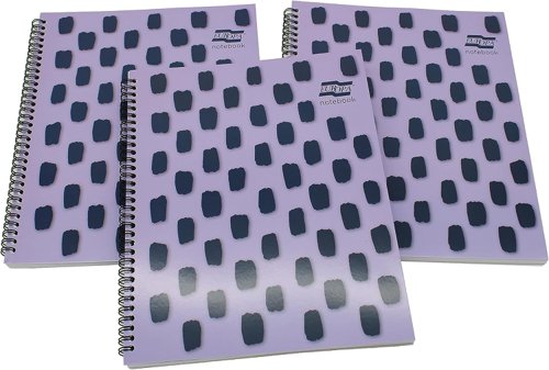 Europa Splash A4+ Notepad Wirebound 160 Pages 80gsm FSC Ruled With Margin Punched 4 Holes Purple (Pack 3) - EU1502Z