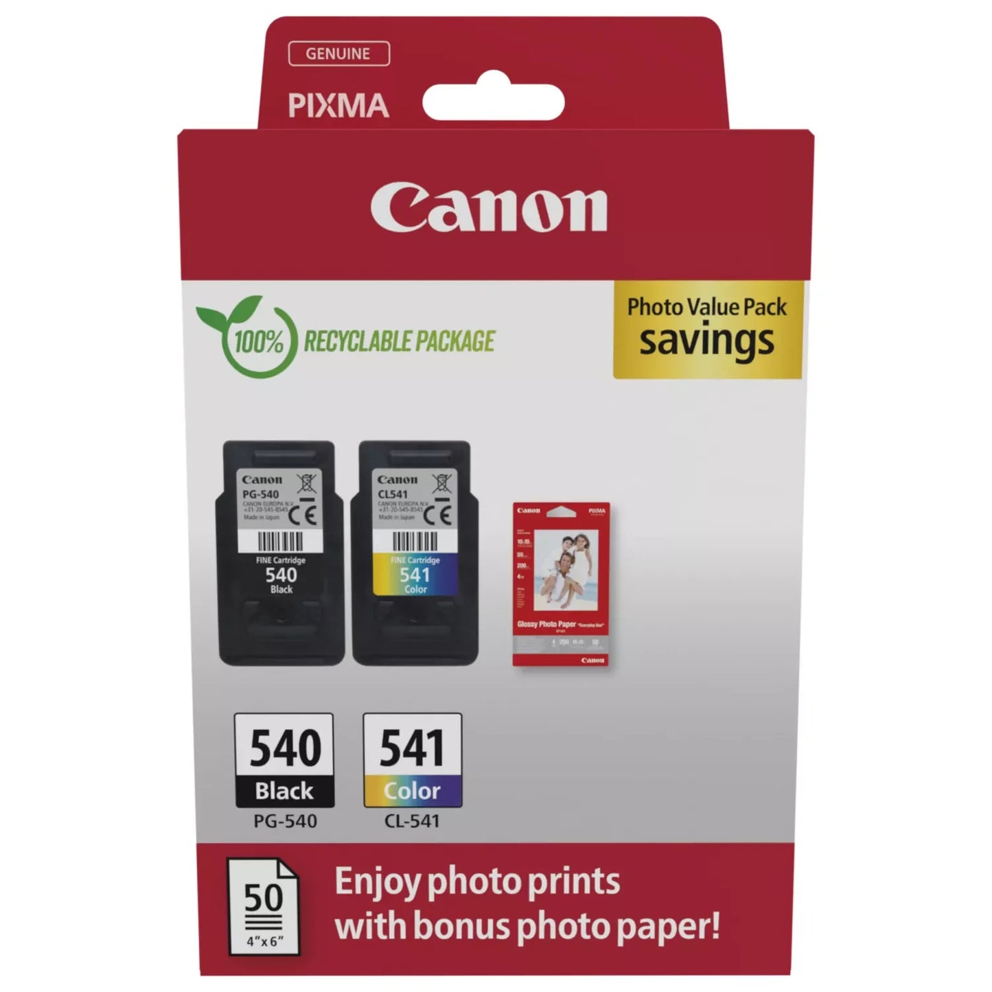 Original Canon PG-540/CL-541 Original Multipack Ink Cartridges & Photo Paper (5225B013)